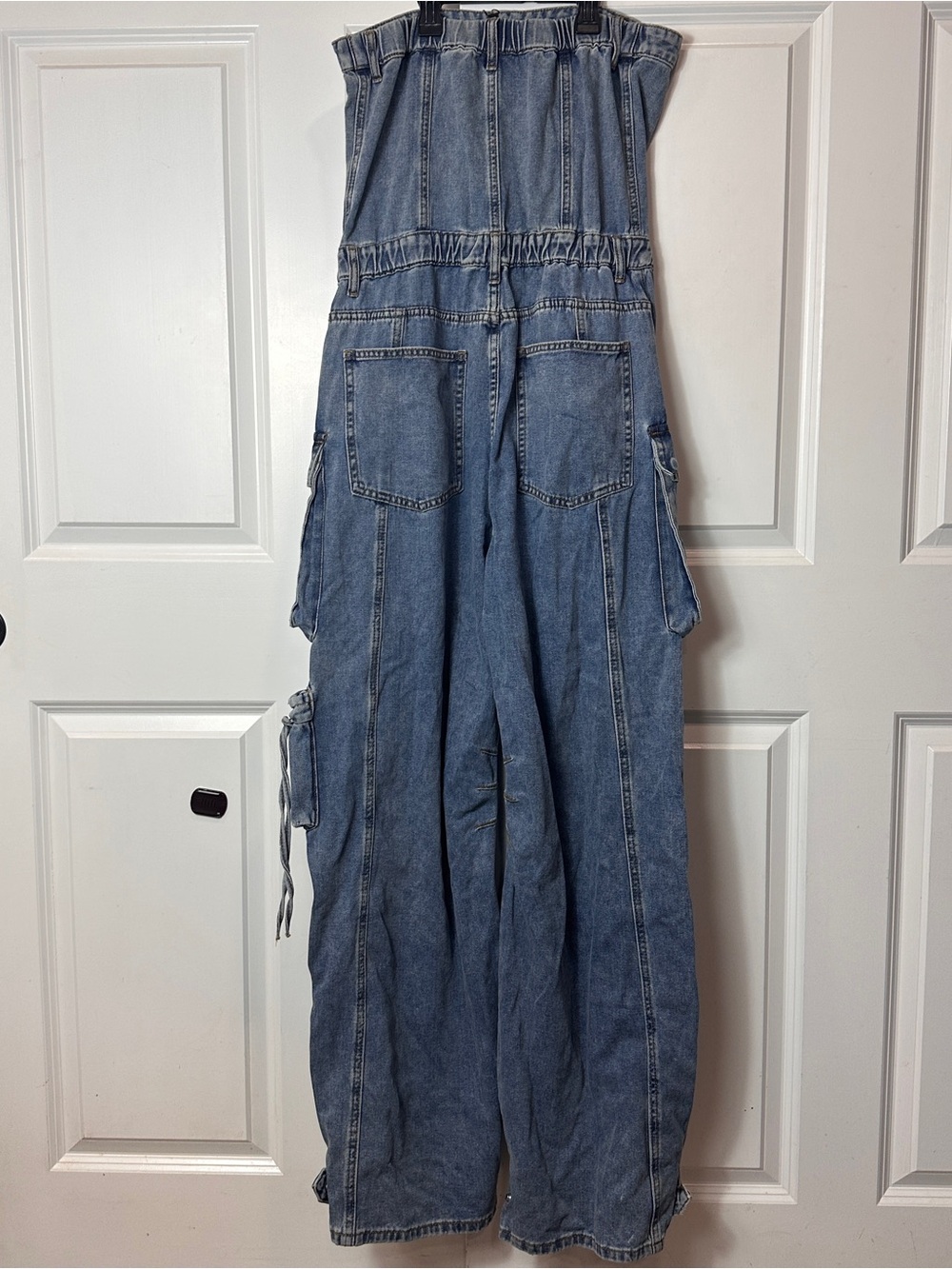 Steve Madden Duo Denim Zara Blue Denim Strapless Jumpsuit - Picture 7 of 14